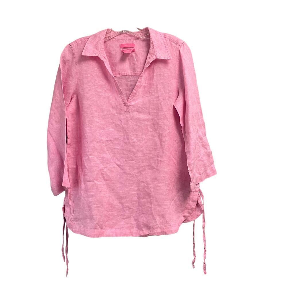 Isaac Mizrahi Linen Pink Top Size Small Lightweight